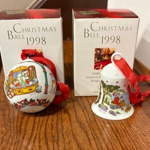 Hutschenreuther 1998 limited edition Holiday Bell / Ball porcelain Ornament Set